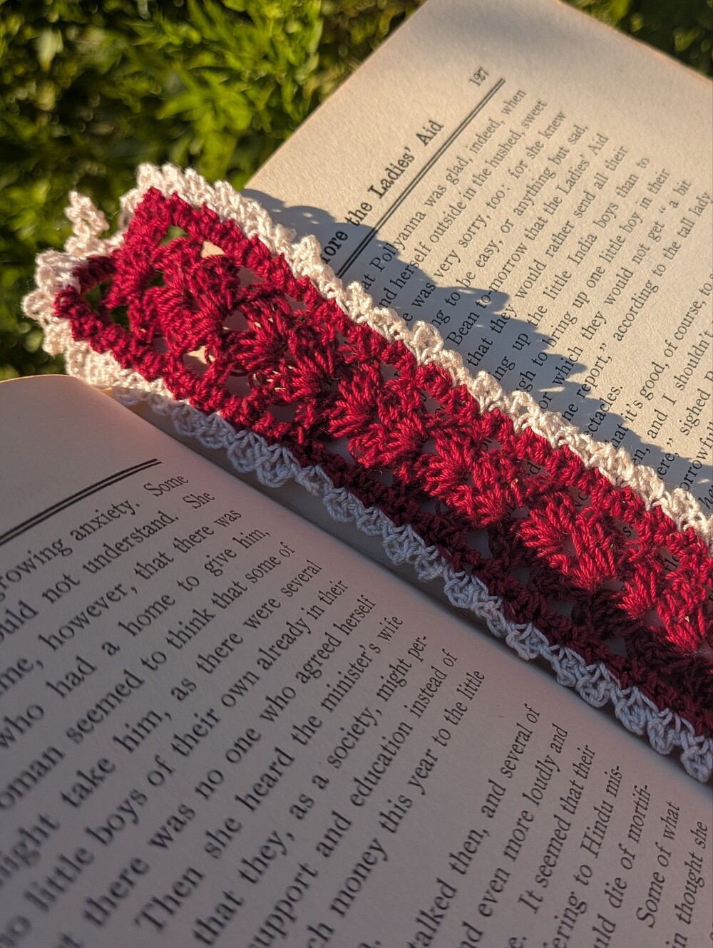 Crochet Lace Bookmark Red